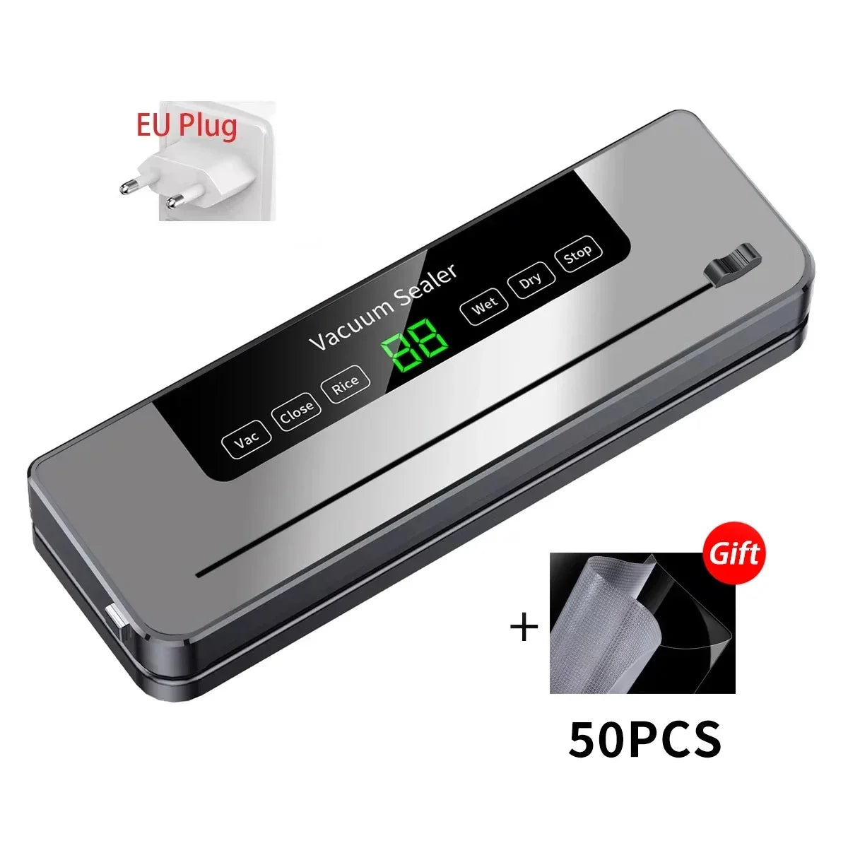 Food Vacuum Sealer Machine with UV & Built-in Cutter | Dry & Wet Kitchen Food Storage