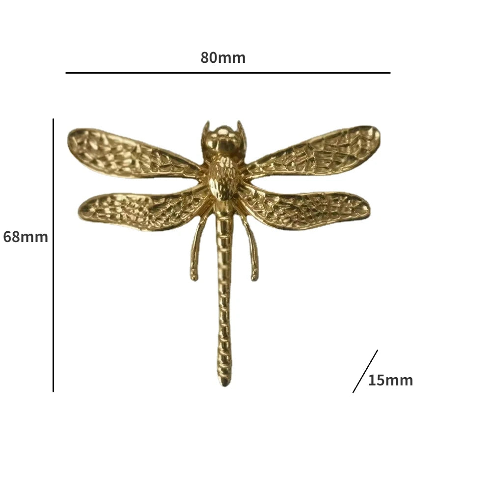 Nordic Gold Dragonfly Brass Cabinet Pull | Luxury Single Hole Kitchen Drawer Handle