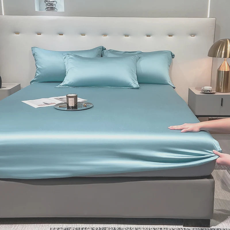 Natural Mulberry Silk Fitted Sheet | Luxury Mattress Cover King Queen Custom Size
