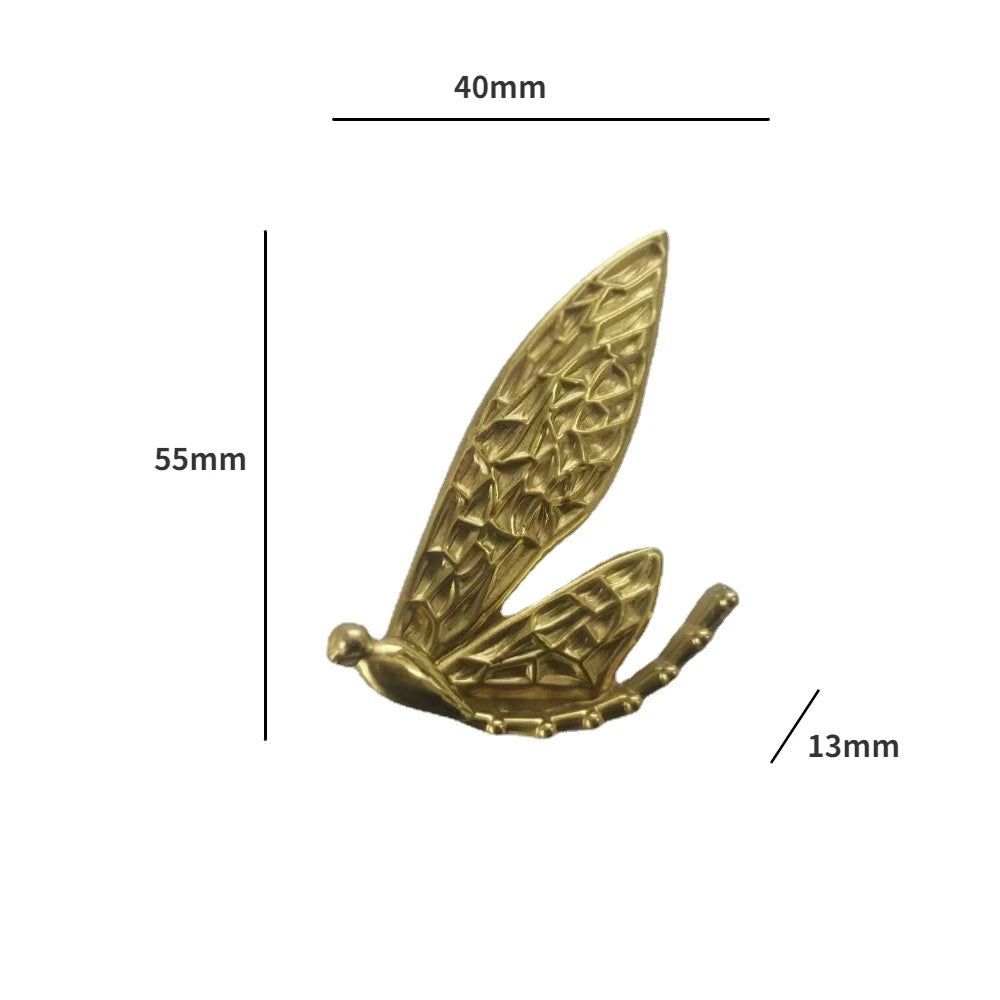 Nordic Gold Dragonfly Brass Cabinet Pull | Luxury Single Hole Kitchen Drawer Handle