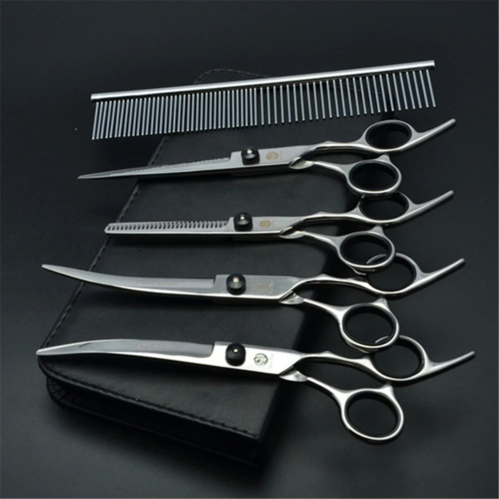 Stainless Steel Dog Grooming Scissors Set | Cutting, Thinning & Curved Shears