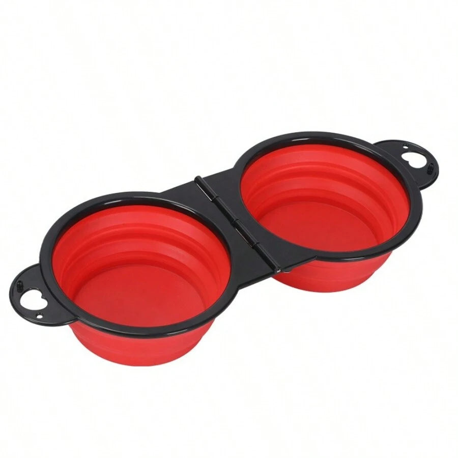 Foldable 2-in-1 Dog Dual Bowl | Portable Outdoor Travel Food & Water Feeder