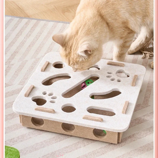 Felt Puzzle Box Cat Exercise Toy | Interactive Ball Hunting Toy for Indoor Cats