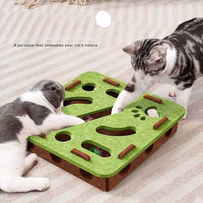 Felt Puzzle Box Cat Exercise Toy | Interactive Ball Hunting Toy for Indoor Cats