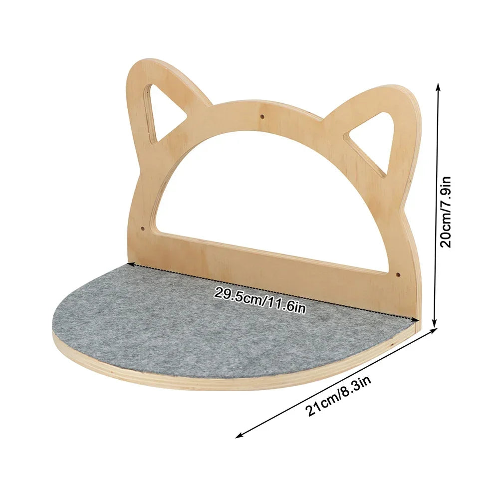 Wall Mounted Wooden Cat Tree Climbing Shelf | Sisal Rope Claw Grinding Indoor Furniture
