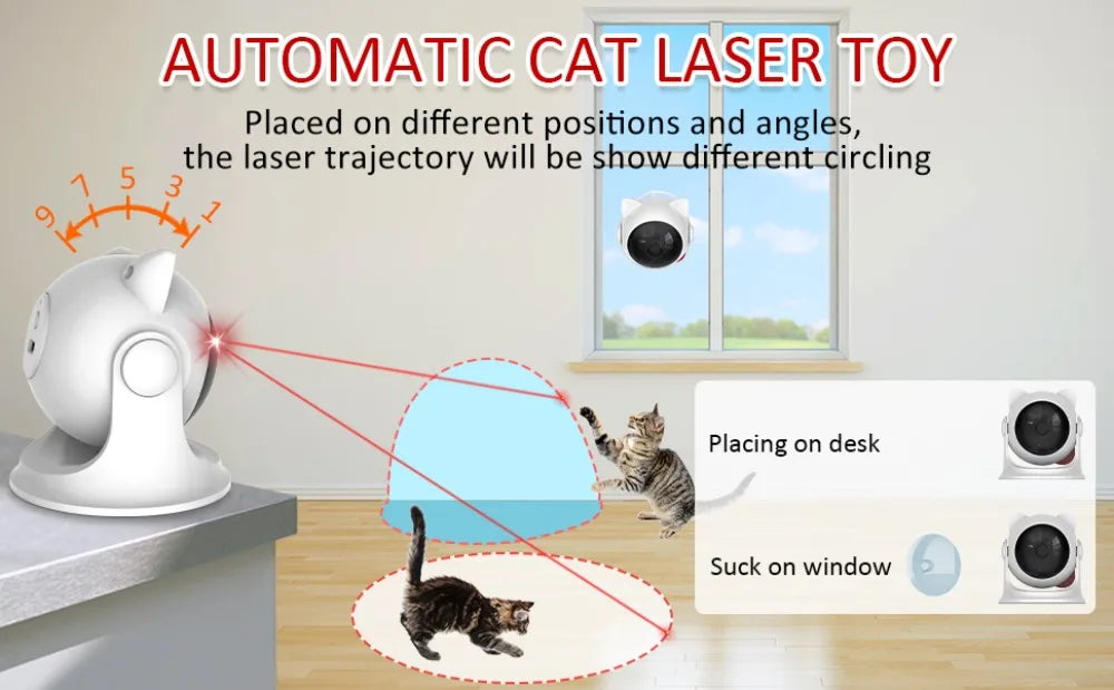 Automatic Cat Laser Toy | Motion Sensor Multi-Angle Rechargeable Interactive Toy