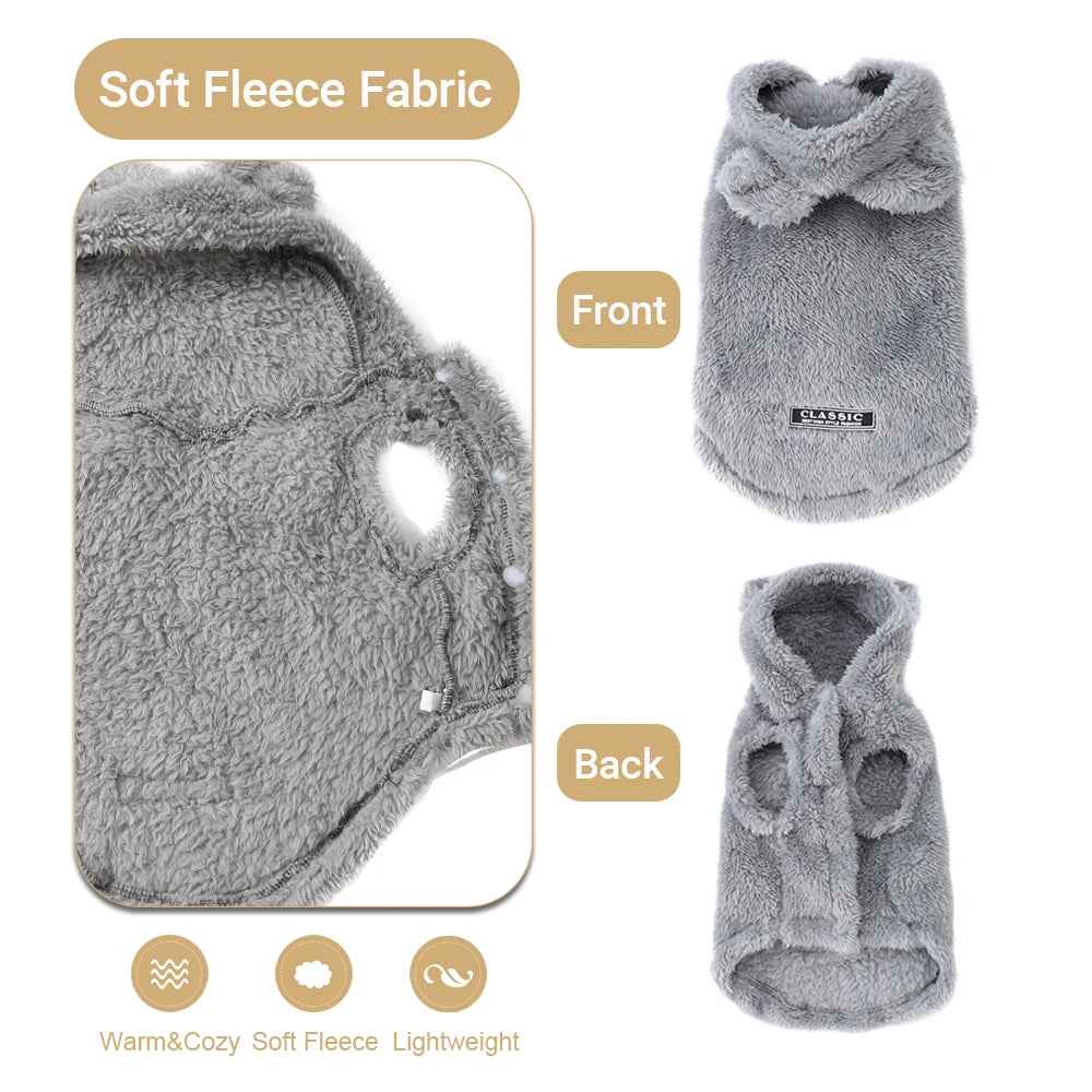 Soft Fleece Dog Hoodie Jacket | Warm Autumn Winter Coat for Small & Medium Dogs