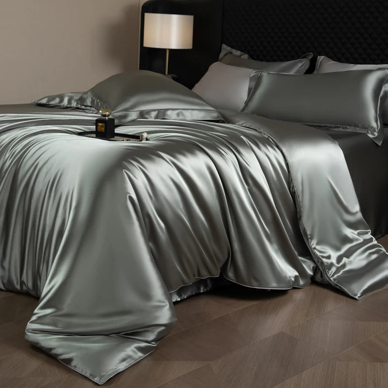 Silk Rayon Luxury Bedding Set | Duvet Cover, Fitted Sheet & Pillowcases King Queen Twin