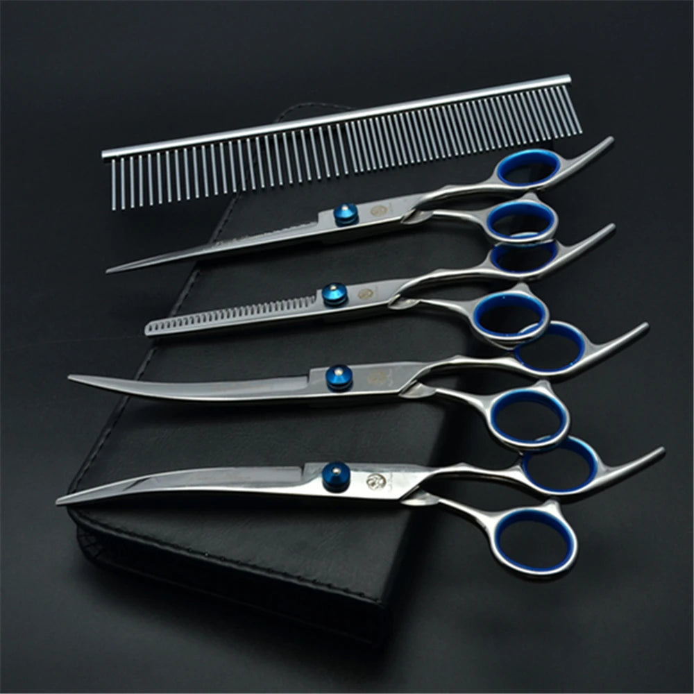 Stainless Steel Dog Grooming Scissors Set | Cutting, Thinning & Curved Shears