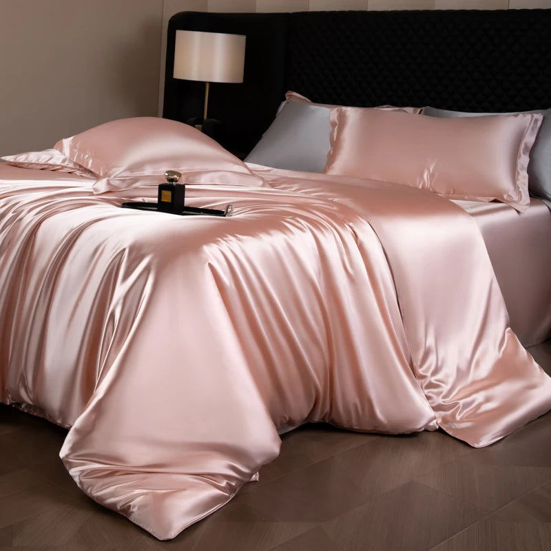 Silk Rayon Luxury Bedding Set | Duvet Cover, Fitted Sheet & Pillowcases King Queen Twin