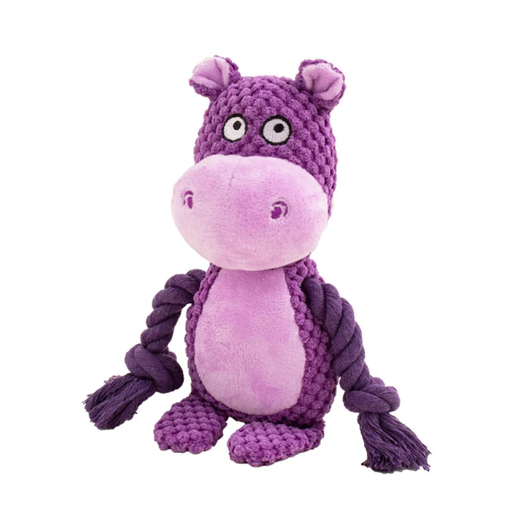 Squeaky Plush Dog Chew Toy | Crinkle & Cotton Rope Interactive Puppy Toy