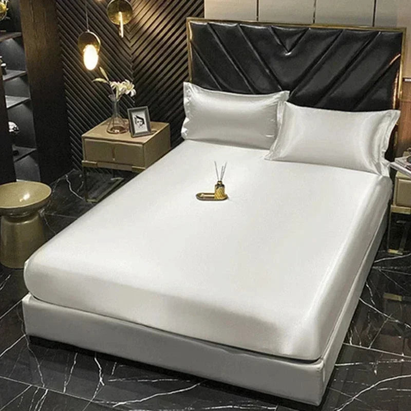 Natural Mulberry Silk Bedding Set | Luxury Satin Duvet Cover & Sheets King Queen