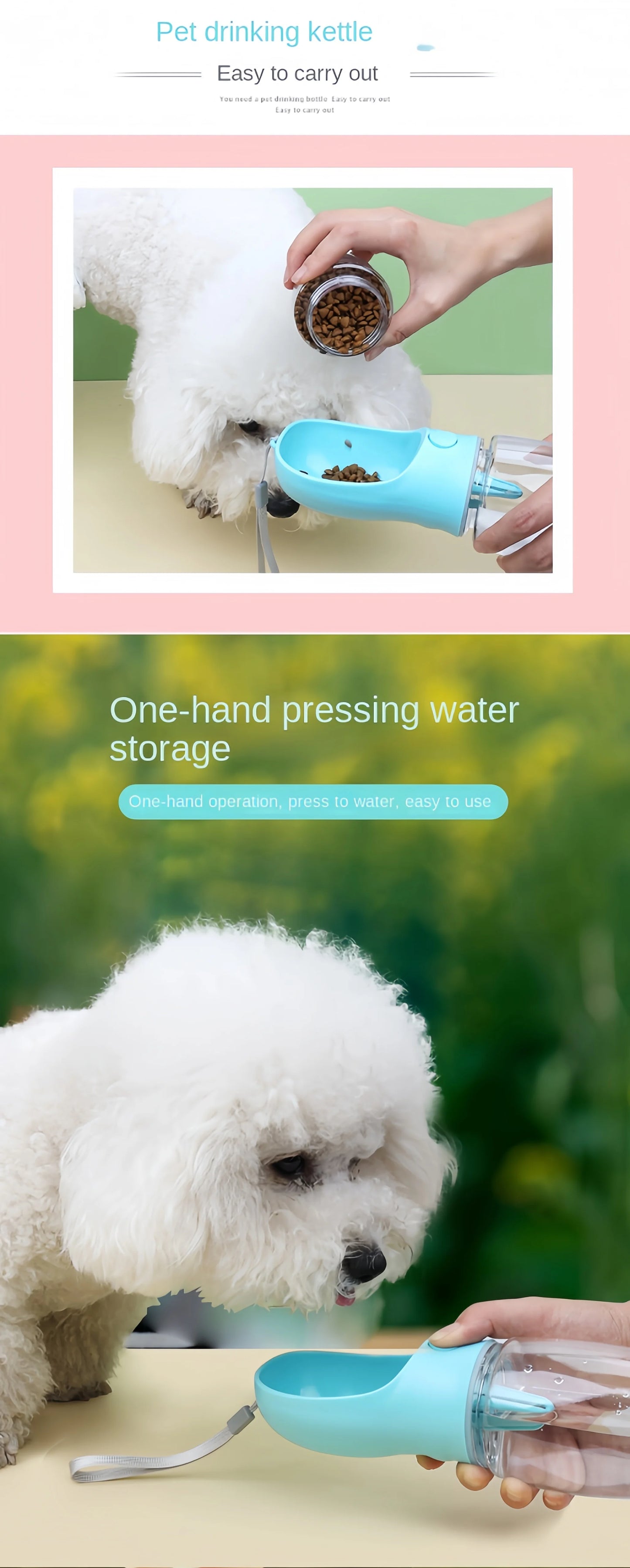 Portable Dog Water Bottle & Food Container | Travel Feeder Bowl for Pets