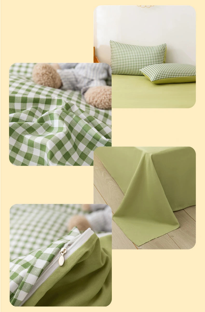 Kawaii Bear Floral Bedding Set | Duvet Cover, Pillowcase & Sheet Full Queen King