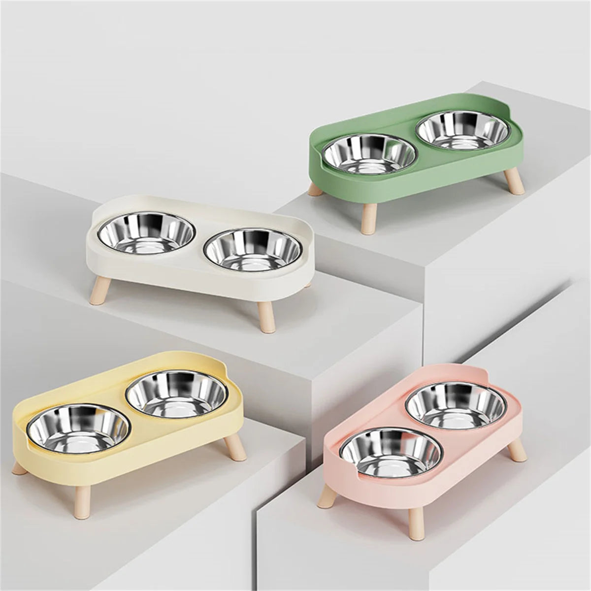 Colorful Stainless Steel Dog Double Bowl | Large Capacity Food & Water Feeder
