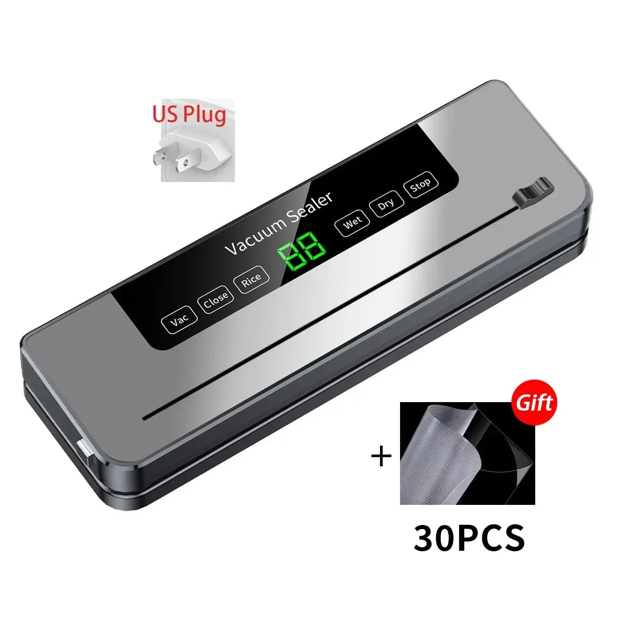 Food Vacuum Sealer Machine with UV & Built-in Cutter | Dry & Wet Kitchen Food Storage