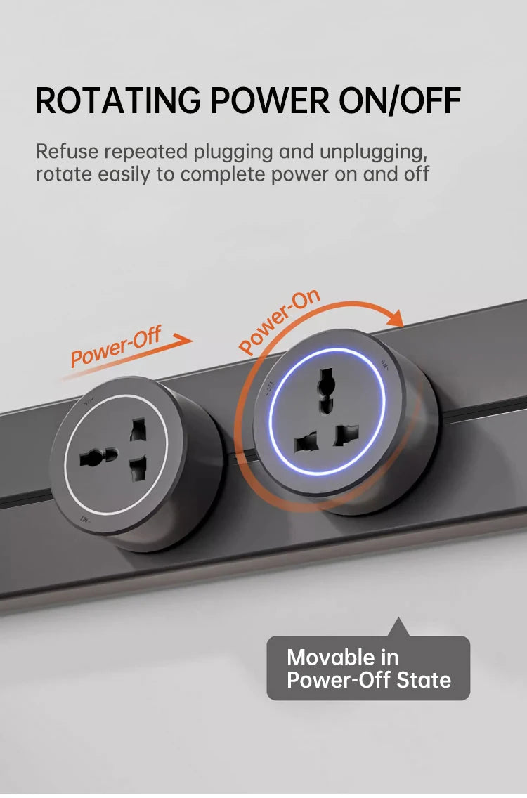 Universal Wall Power Track Socket | Removable USB Adapter Plug US EU UK FR