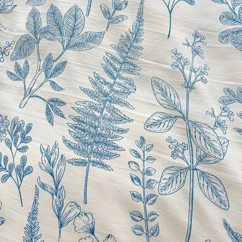 Washed Cotton Korean Floral Duvet Cover | Skin-Friendly Double Yarn Quilt Bedding