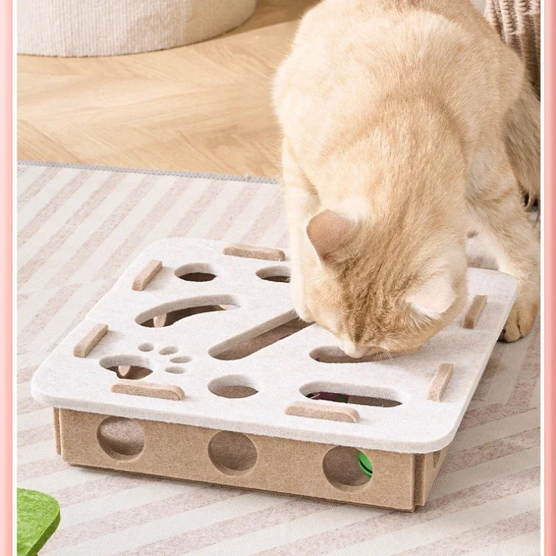Felt Puzzle Box Cat Exercise Toy | Interactive Ball Hunting Toy for Indoor Cats