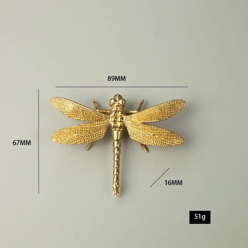 Nordic Gold Dragonfly Brass Cabinet Pull | Luxury Single Hole Kitchen Drawer Handle