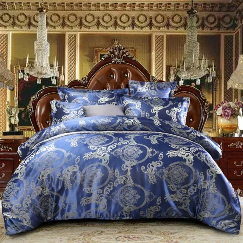 Luxury Satin Jacquard Duvet Cover Set | European Wedding Bedding King Queen Size