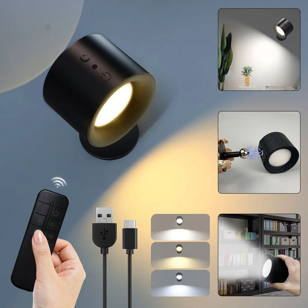 Touch Control LED Wall Sconce | 360° Rotatable Double Head 3-Color Bedroom Light
