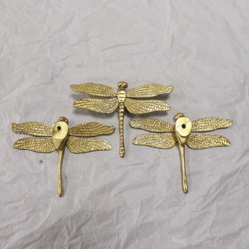 Nordic Gold Dragonfly Brass Cabinet Pull | Luxury Single Hole Kitchen Drawer Handle