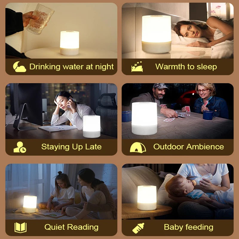 Dimmable Touch LED Bedside Table Lamp | Rechargeable Reading Night Light