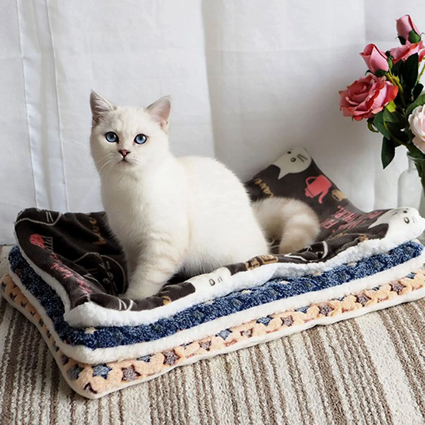 Flannel Dog Bed & Sleeping Mat | Thickened Blanket Rug for Small, Medium & Large Dogs