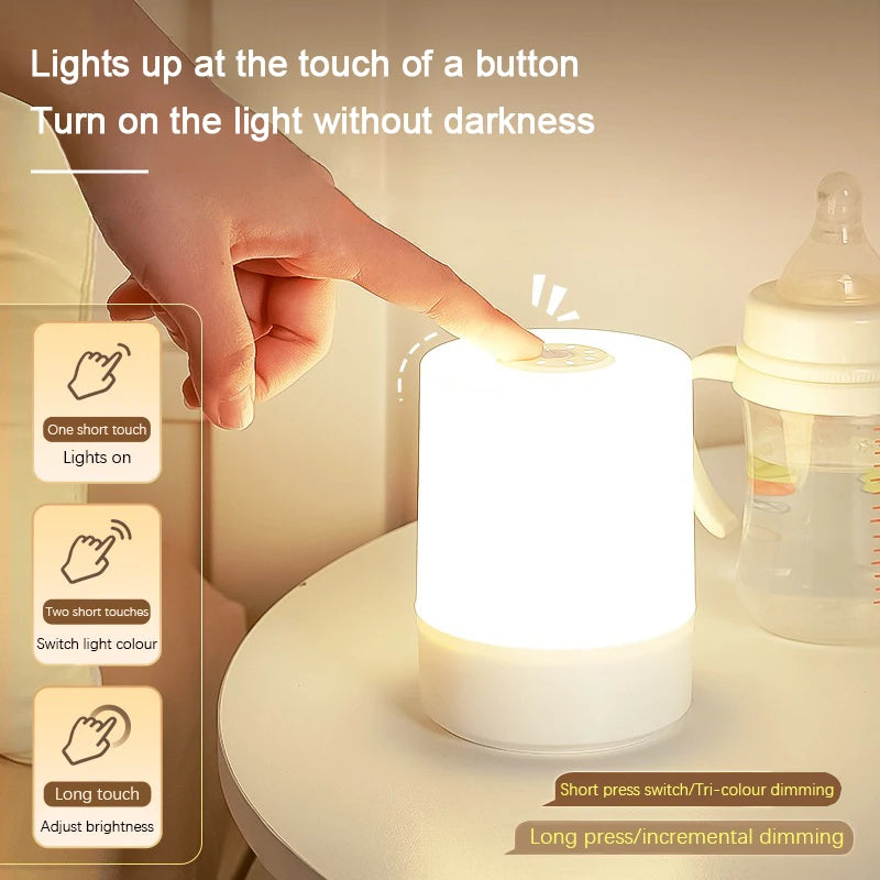 Dimmable Touch LED Bedside Table Lamp | Rechargeable Reading Night Light