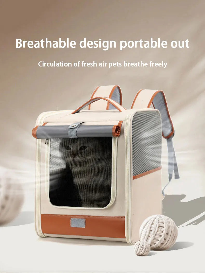 Fashionable Pet Backpack Carrier | Spacious & Breathable Bag for Cats & Dogs