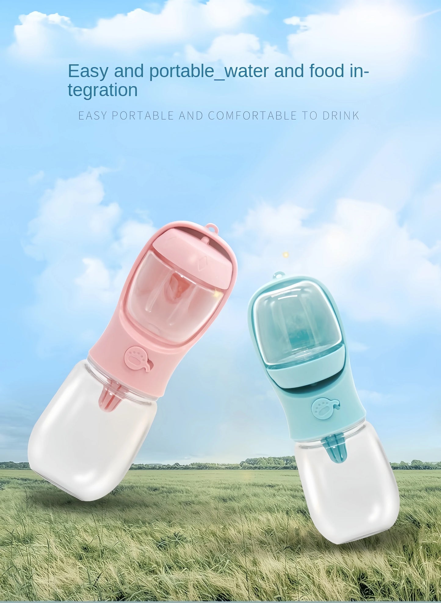 Portable Dog Water Bottle & Food Container | Travel Feeder Bowl for Pets