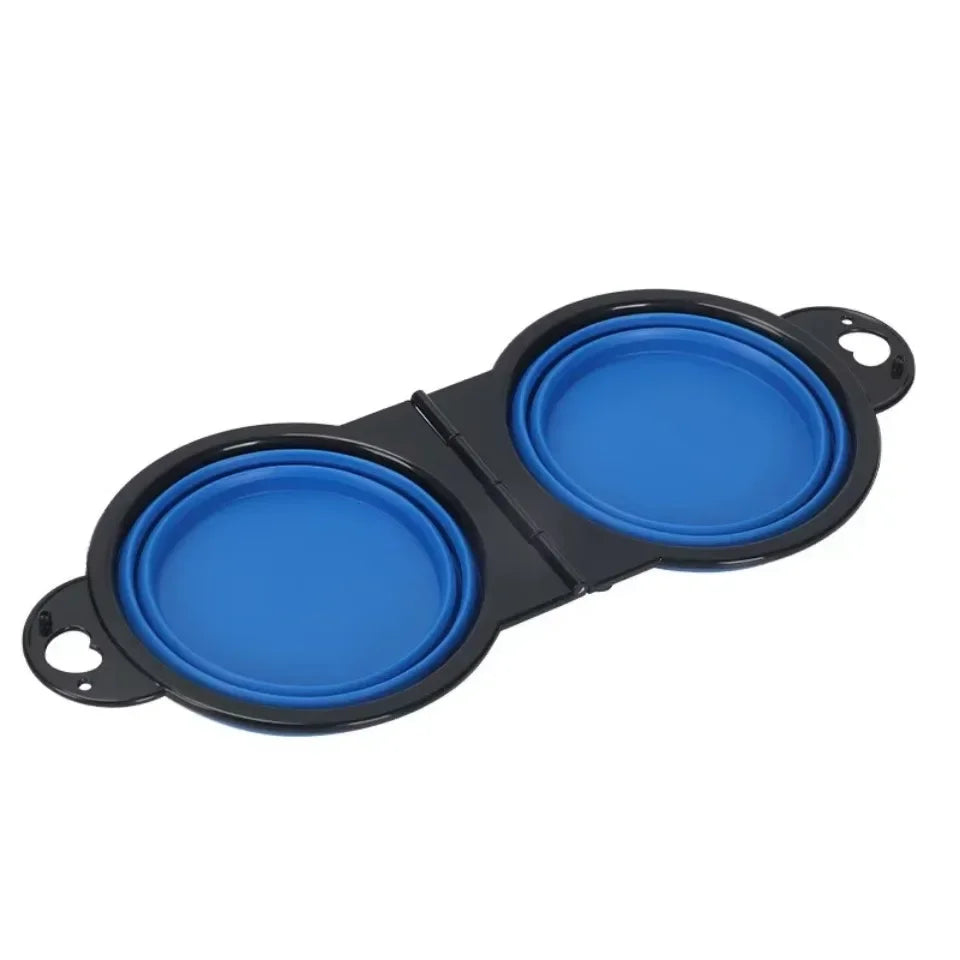 Foldable 2-in-1 Dog Dual Bowl | Portable Outdoor Travel Food & Water Feeder