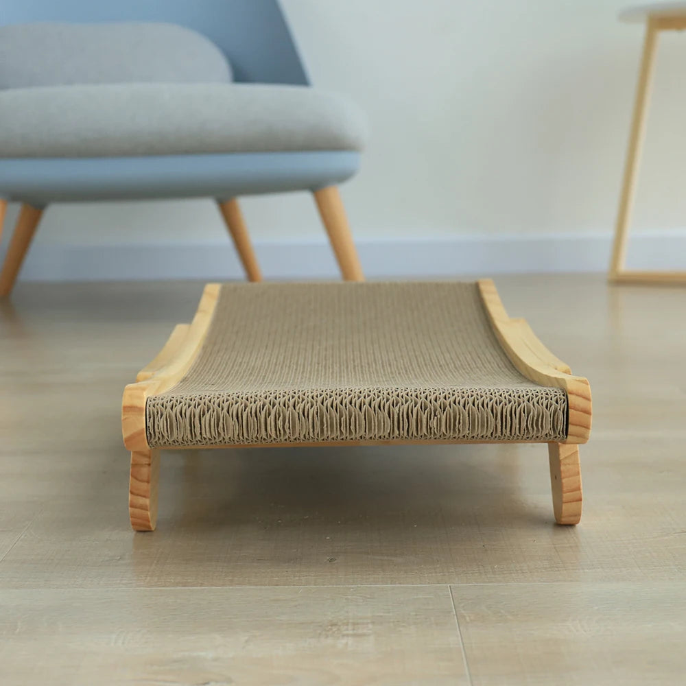 3-in-1 Wood Cat Scratch Board Bed | Vertical Nail Grinding Scraper Mat