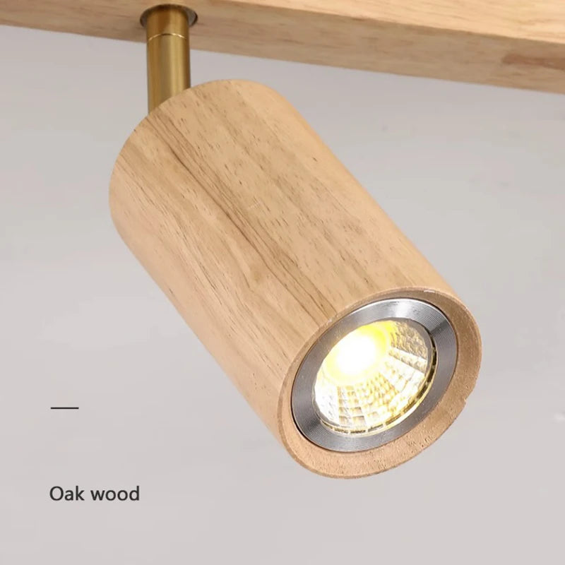 Japanese Wood Chandelier Spotlight | Adjustable Indoor Hallway & Living Room Light