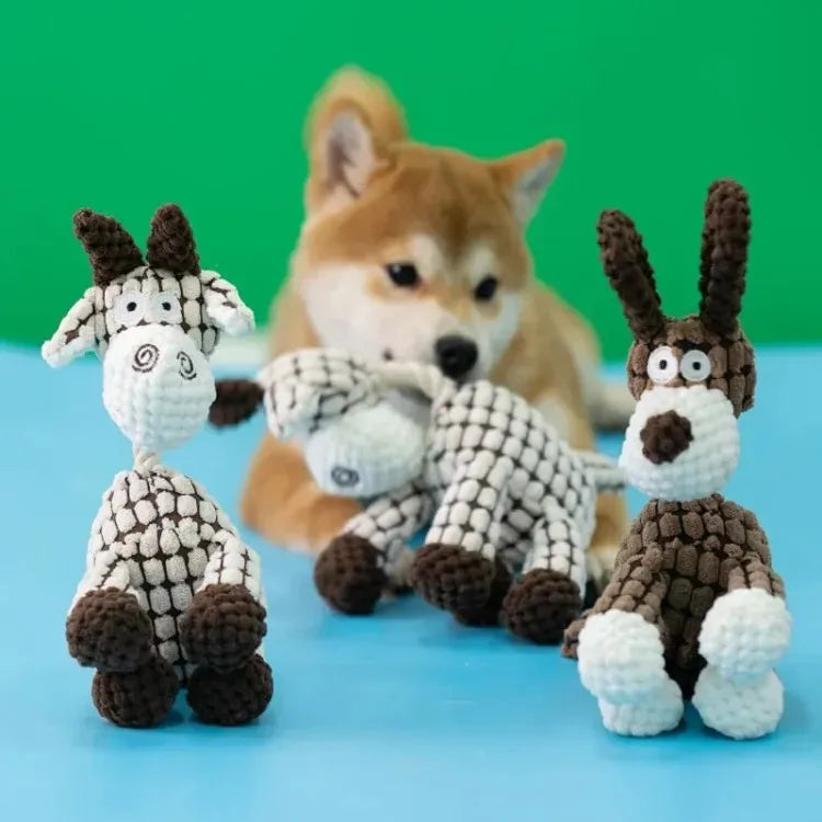 Plush Squeaky Donkey Dog Chew Toy | Interactive Teething Toy for Small Dogs