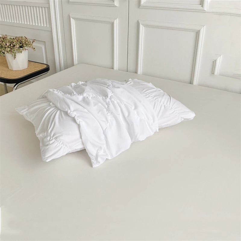 3D Twist Flower Pinch Pleated Bedding Set | Luxury Duvet Cover Queen & Double Size