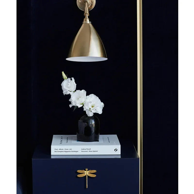 Nordic Gold Dragonfly Brass Cabinet Pull | Luxury Single Hole Kitchen Drawer Handle