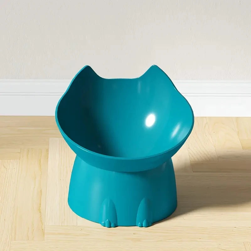 Elevated Anti-Tip Cat Bowl | Raised Tilted Feeding Dish for Neck Protection