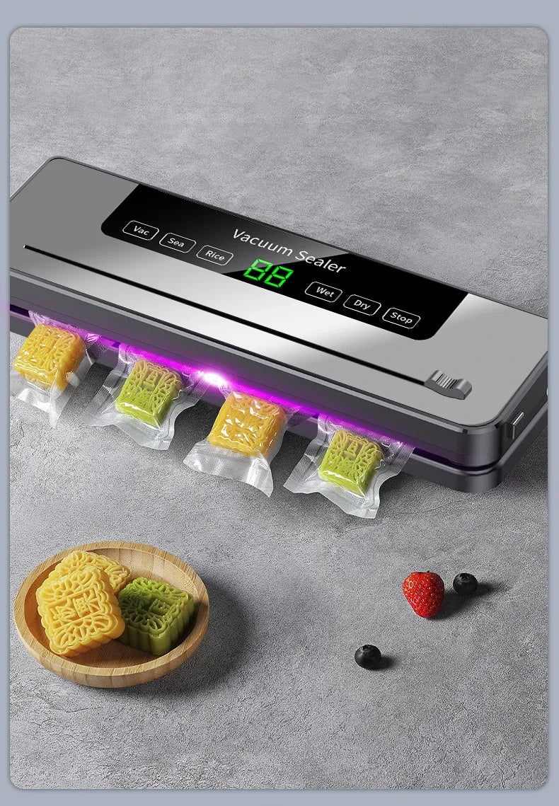 Food Vacuum Sealer Machine with UV & Built-in Cutter | Dry & Wet Kitchen Food Storage