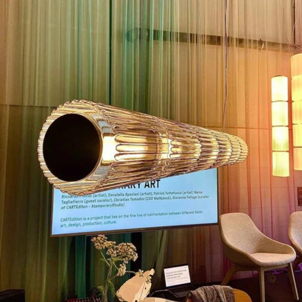 Nordic LED Pendant Light Smoke Gray Glass | Long Stripe Hanging Lamp for Dining Room
