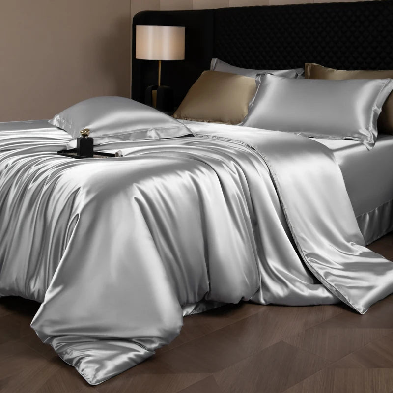Silk Rayon Luxury Bedding Set | Duvet Cover, Fitted Sheet & Pillowcases King Queen Twin