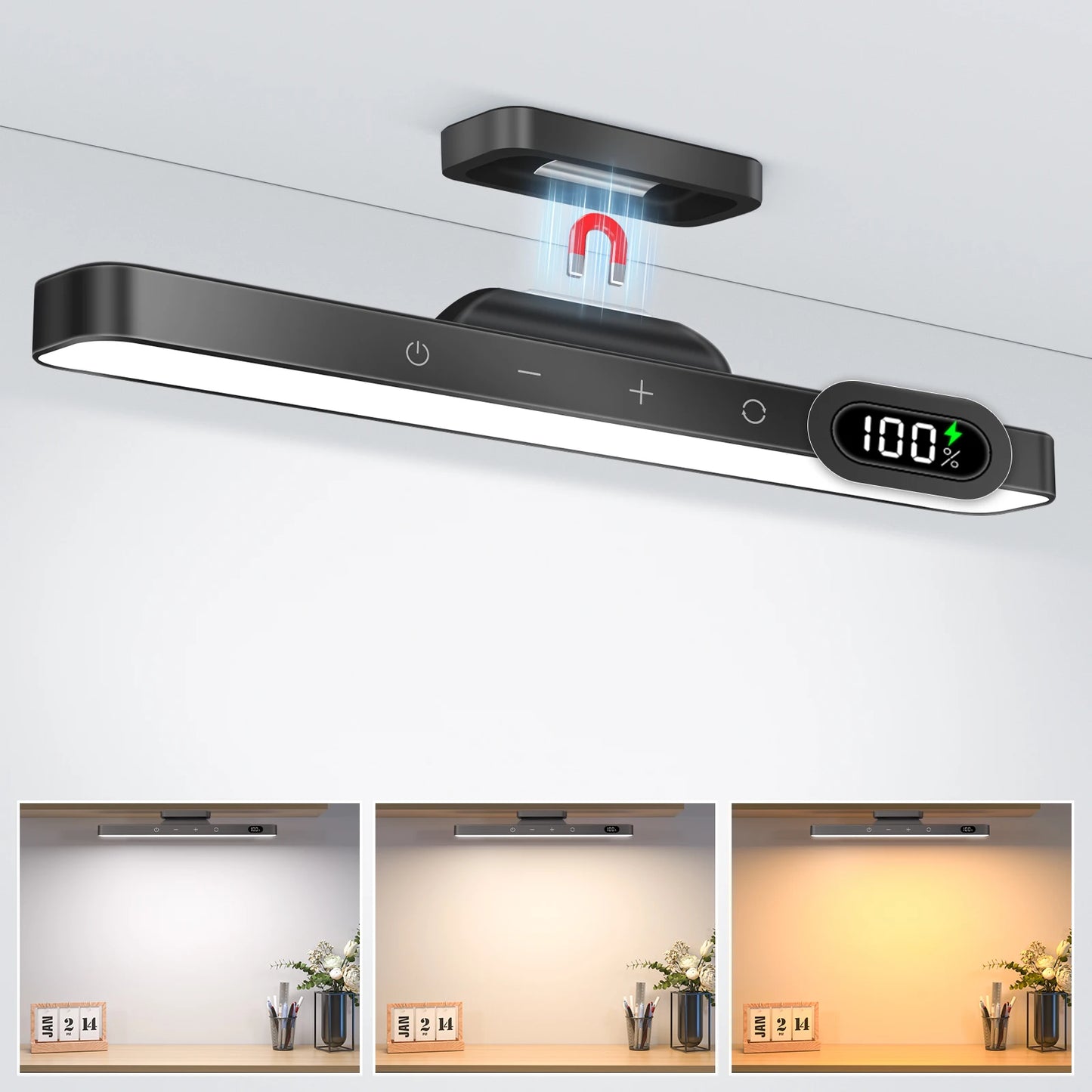 5W Dimmable 3-Color Rechargeable Makeup Night Light | Under Cabinet Closet & Desk Lamp