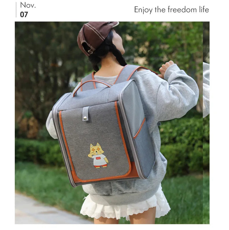 Fashionable Pet Backpack Carrier | Spacious & Breathable Bag for Cats & Dogs