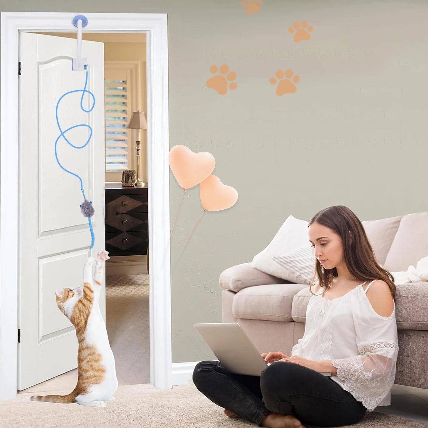 Automatic Retractable Door Hanging Cat Toy | Self-Play Exercise Toy for Kittens