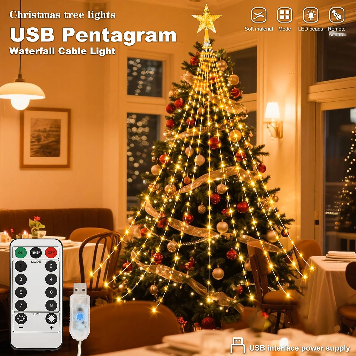 USB Waterproof LED Christmas Fairy String Lights | 8-Mode Indoor & Outdoor Party Light