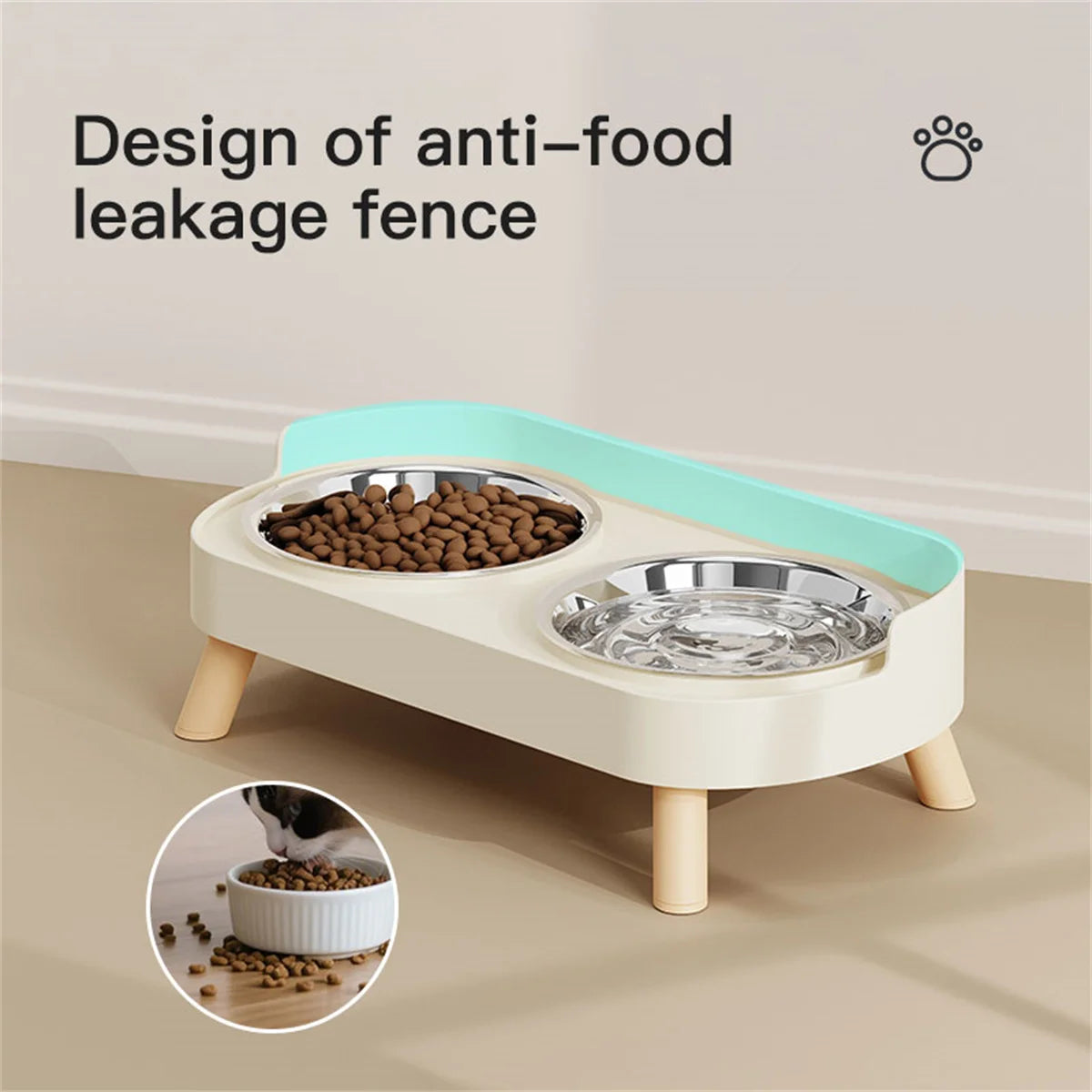 Colorful Stainless Steel Dog Double Bowl | Large Capacity Food & Water Feeder