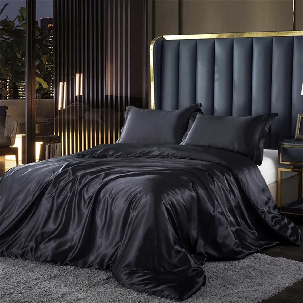 Luxury Satin Silk Bedding Set | Duvet Cover, Sheet & Pillowcases King Queen Twin