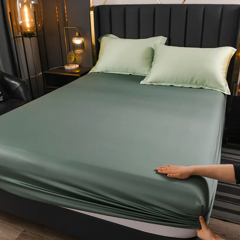 Natural Mulberry Silk Fitted Sheet | Luxury Mattress Cover King Queen Custom Size