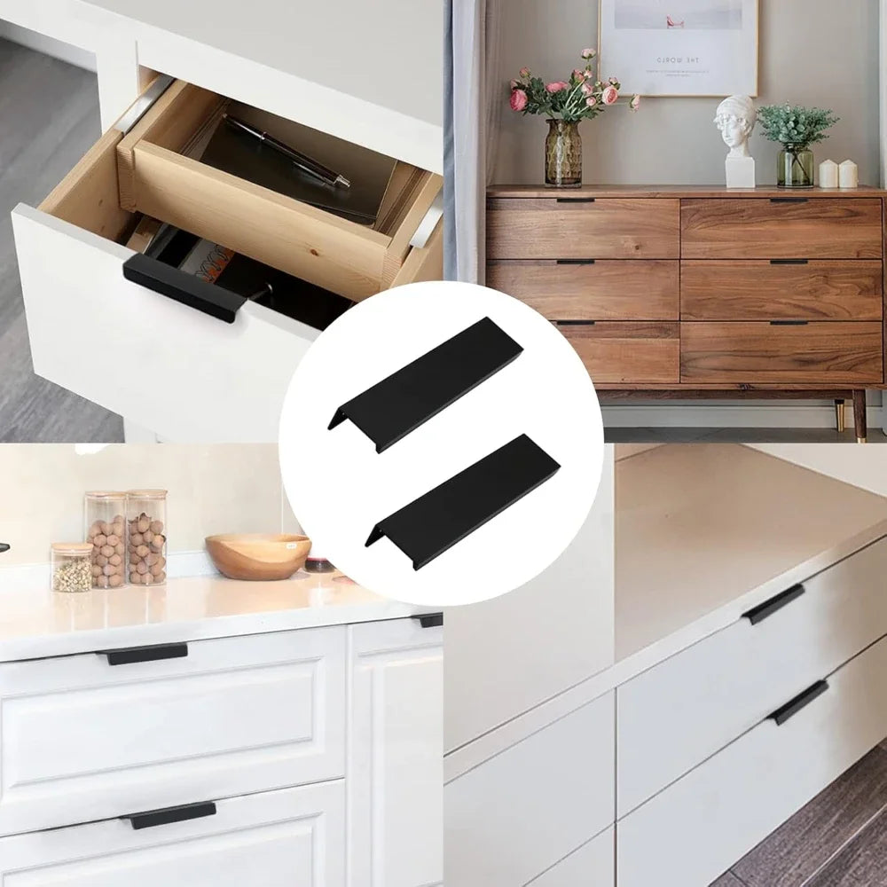 Aluminum Alloy Hidden Cabinet Pulls & Drawer Knobs | Kitchen Cupboard Door Handles